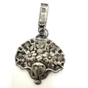 Antique chatelaine Autrian Empire pre-1867 solid 800 silver clothing clip